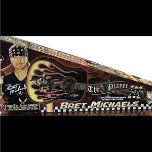 Autographed Bret Michaels Acoustic Guitar with Flames